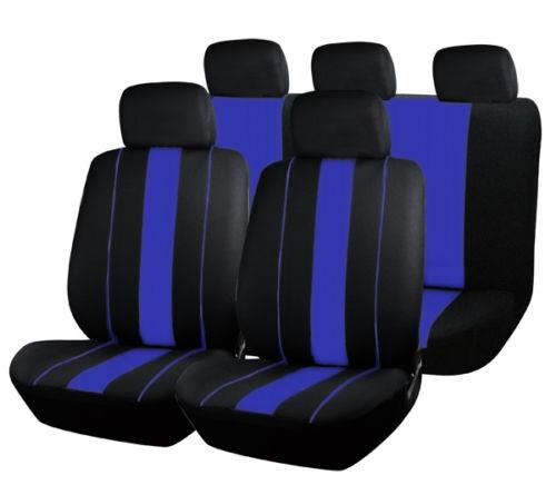 Universal car van polyester front & back blue & black protectors seat covers