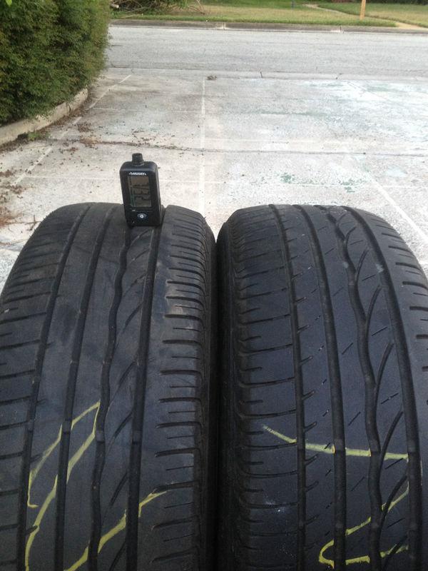 2 used tires 2055516 205/55/16 205/55r16 91v+w bridgestone turanza run flat