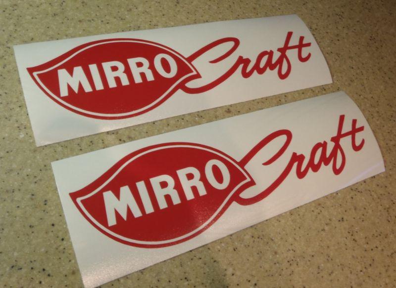 Mirrocraft vintage boat decals 12" red 2-pak free ship + free fish decal!