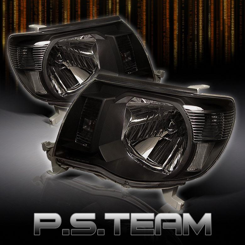05-11 toyota tacoma pickup jdm black clear crystal headlights lamps left+right