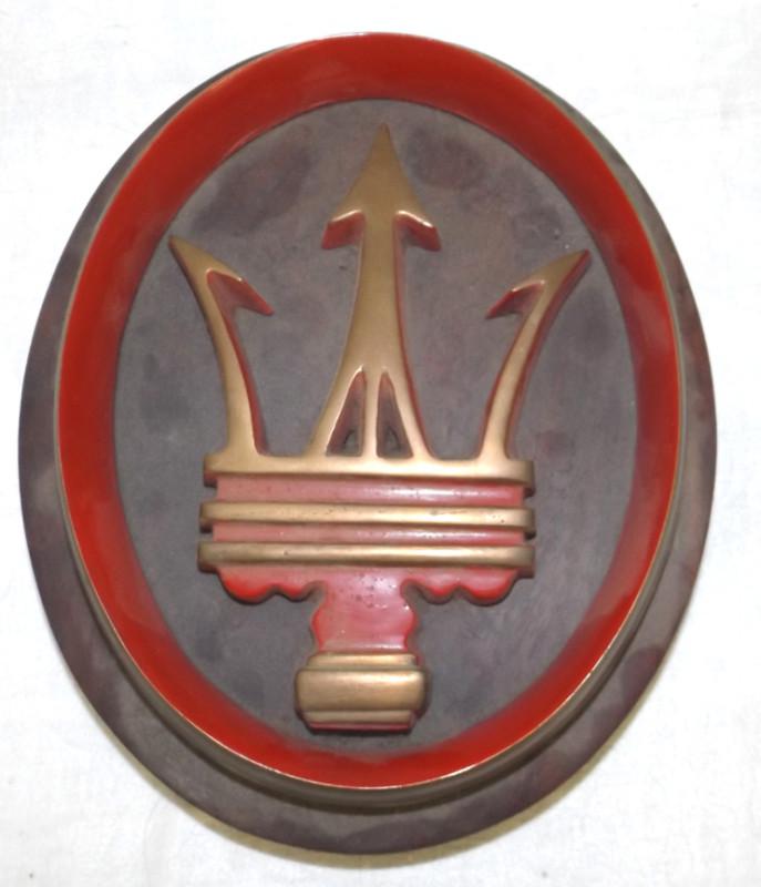 Used maserati emblem, heavy, made into ashtray/ paperweight/ plaque