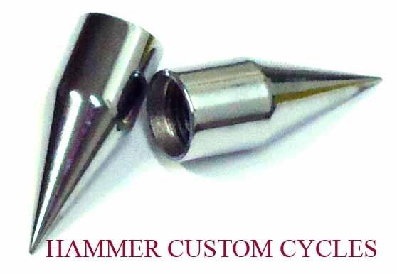 Spike custom valve stem caps impaler spike chrome billet 2pc set motorcycles