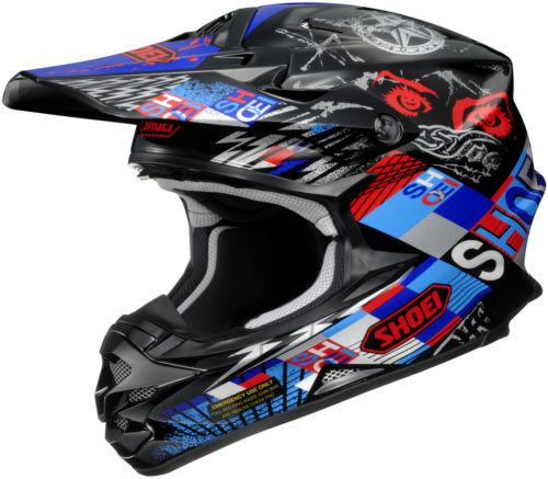 New shoei vfx-w off-road krack adult helmet, tc-2 red/blue/black, xs