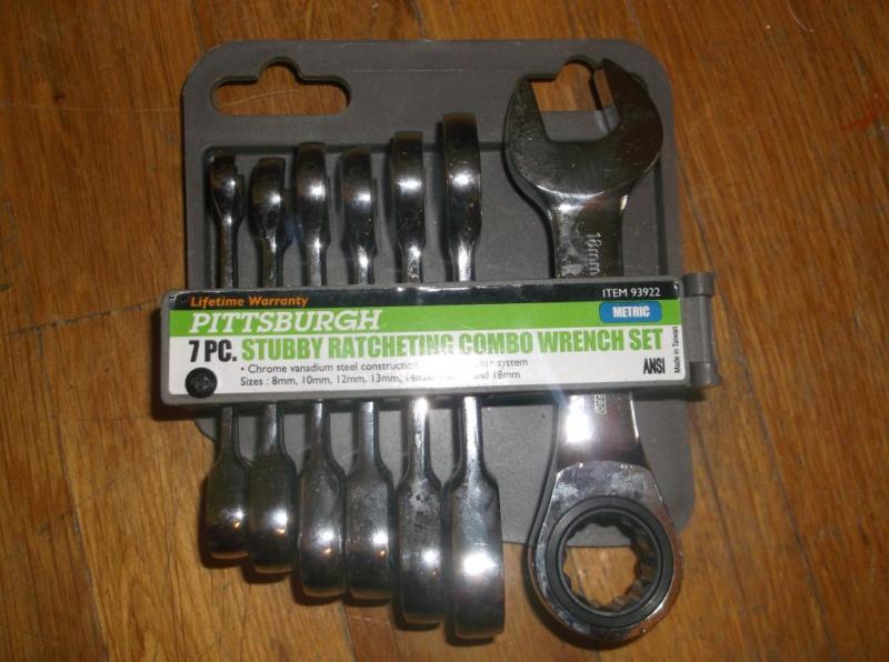 Pittsburgh #93922 7pc stubby ratcheting combo wrench set metric new