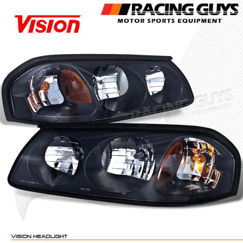 New vision black style left+right head lights lamps euro clear set assembly