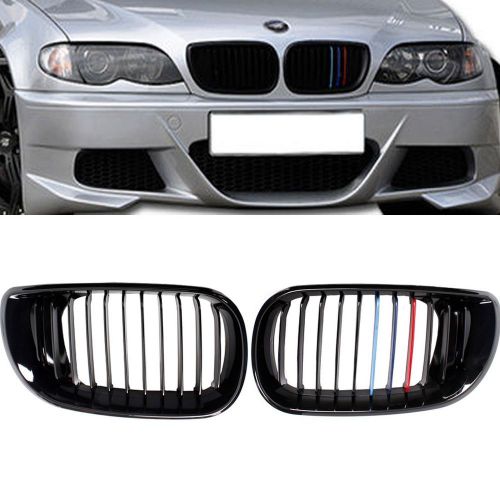 ///m color new black kidney front grille for bmw e46 3 series 4 door 2002-2005