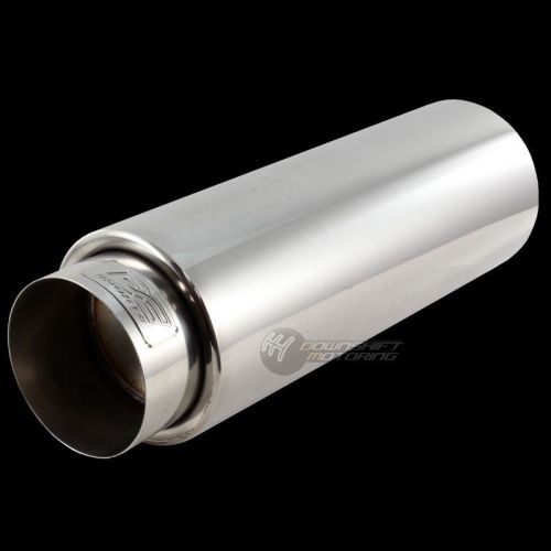 Dc sports 4&#034; outlet round stainless steel exhaust performance muffler 2&#034; inlet