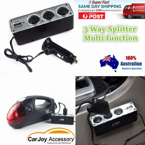 3 way multi socket car cigarette lighter splitter adapter charger dc usb 12v-24v