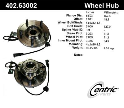 Centric 402.63002e front wheel bearing & hub assy