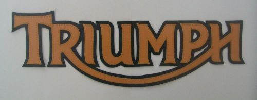 Triumph motorcycles 13 inch patch gold lettering with black synthetic leather