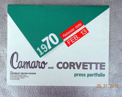 Very rare 1970 chevrolet camaro &amp; corvette only dealer press kit