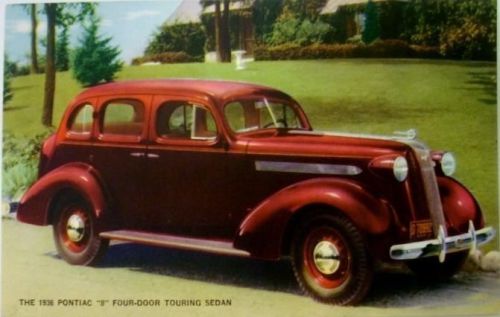 Nos 1936 silver streak pontiac 8 4-door touring sedan dealer original post card