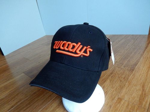 Woody&#039;s wear snowmobile embroidered burnt orange black cap hat one size fits all