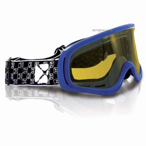 Kimpex snowmobile ckx steel goggle snow blue adjustable anti-fog yellow lens