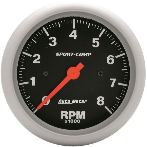 Autometer sport-comp tachometer 0-8,000 rpm 3-3/8&#039;&#039; analog electrical in-dash...