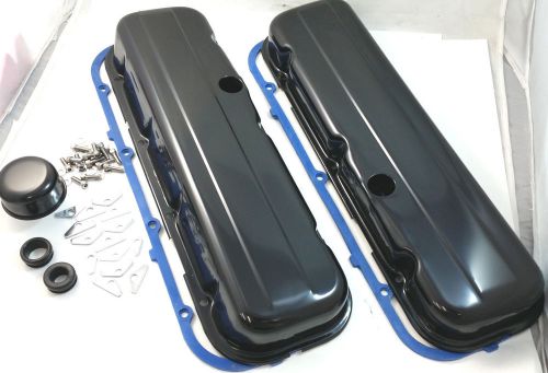 Black bbc big block chevy short style valve cover kit w/ gaskets 396 427 454 v8