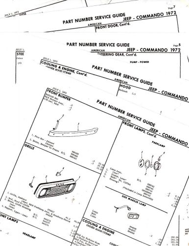 1972 jeep commando 72 body parts list parts numbers crash sheets!