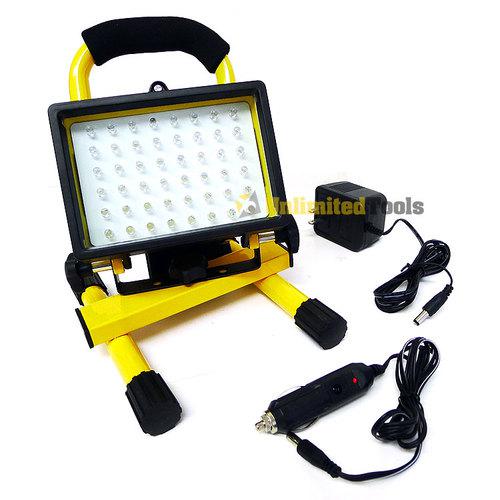 Portable 48 pcs led rechargeable work light w/ stand tilts swivels camping light