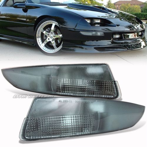 For 1993-2002 chevy camaro smoke lens front bumper signal corner light lamps new