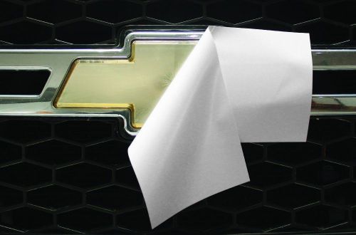 Chevy vinyl sheet x2 fits chevy bowtie emblem logo glossy white decal u-cut trim