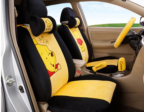 18pcs 2016 new 1set cartoon car seat cover plush seat covers car-covers yellow