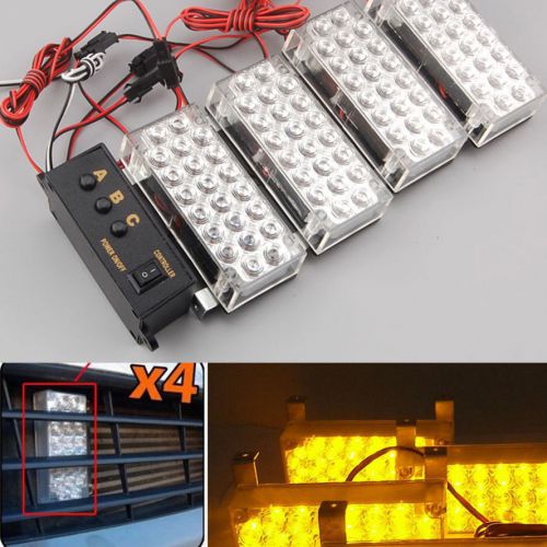 Amber 4x led storbe recovery grill light warning flashing lamp for jeep off road