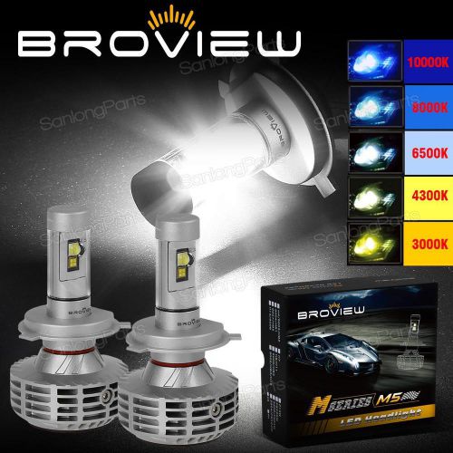 3000-10000k 6000lm 9003 hb2 headlamp dual beam conversion kit led bulb broview m