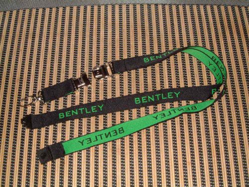 Bentley accessories nos green/black key/id lanyard w/metal quick release.
