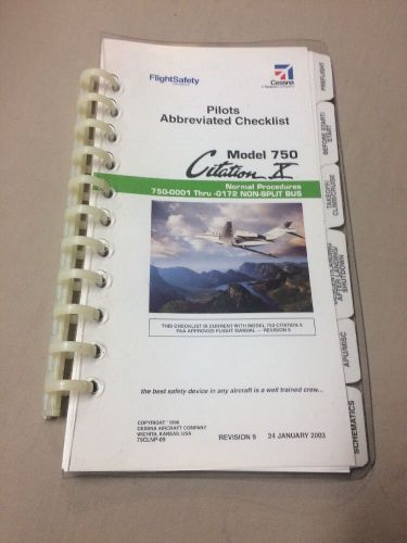 Citation x, model 750 pilots abbreviated checklist normal procedures manual