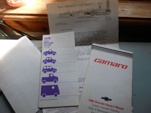 1980 camaro owner&#039;s manual     and dealership  paperwork packet