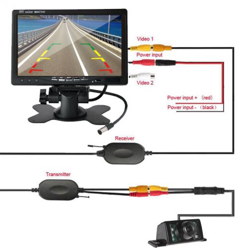 7&#034; car lcd monitor + 2.4g wireless rear view backup cmos night vision camera kit