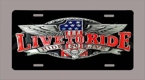 &#034;live to ride&#034; #1 biker motorcycle 6&#034;x12&#034; license plate black free shipping