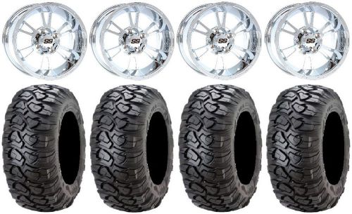 Itp ss112 chrome golf wheels 12&#034; 23x10-12 ultracross tires yamaha