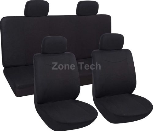 Zone Tech 8 Piece Black Universal Fit Lowback Flat Cloth Car Auto Seat Covers, US $28.00, image 1