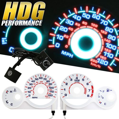 00-03 dodge neon reverse indiglo overlay glow gauge face cluster w/ rpm