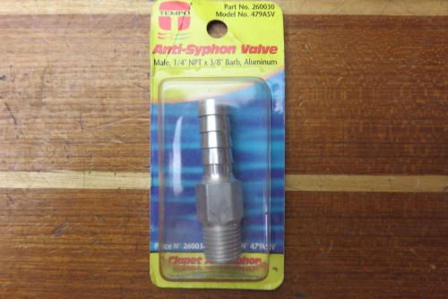 Tempo 260030 479asv aluminum male 1/4&#034; npt x 3/8&#034; barb anti-syphon valve