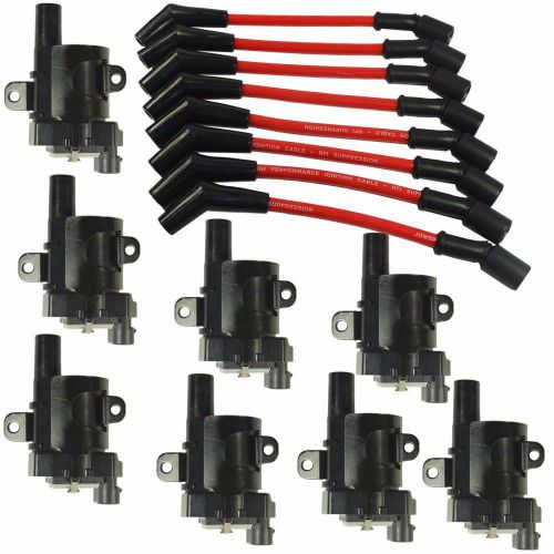 Set of 8 ignition coils kit with 8 pcs spark plug ignition wires set for chevy