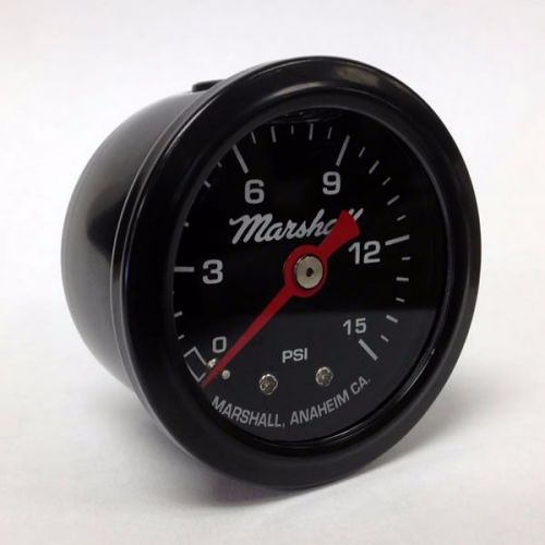 Lbb00015 silcone filled fuel pressure gauge 0-15 psi, black case, red pointer
