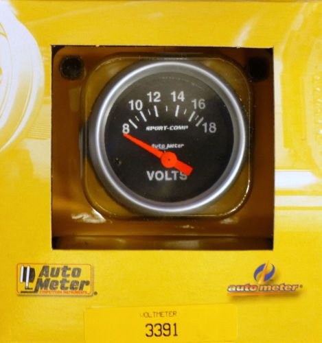 Auto meter 3391 sport comp voltmeter volt meter gauge  2 1/16 8 - 18 volts
