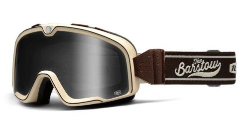 100% barstow legend bobber moto vintage cafe goggles ascott with smoke lens