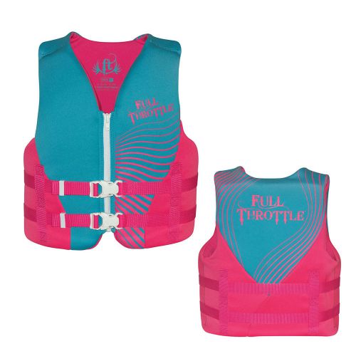 Full throttle rapid-dry life vest youth 50-90lbs blue/pink 142100-105-002-16