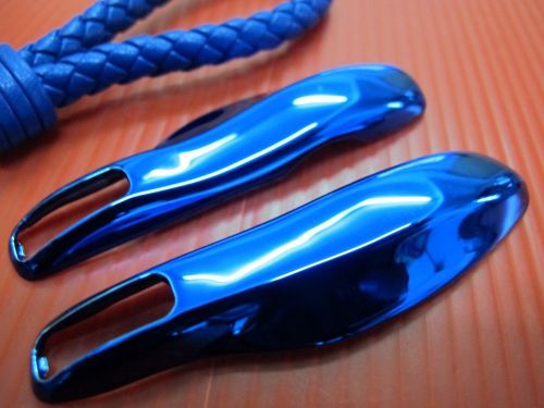 2p cblue key remote fob cover case trim + blue pu key chain for porsche panamera