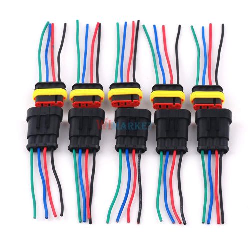 5×4 pin 2 way car caravan marine waterproof electrical connector plug w/awg wire