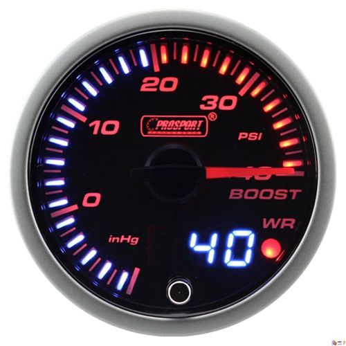 Prosport 60mm jdm series amber red &amp; white led warning turbo boost gauge psi