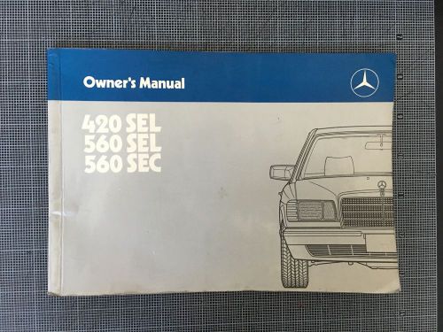1986 mercedes 420 sel, 560 sel, 560 sec owner&#039;s manual