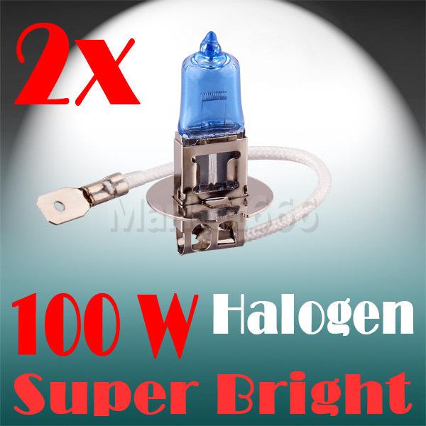 2pcs h3 super bright white fog halogen bulb hight power 100w car head light lamp