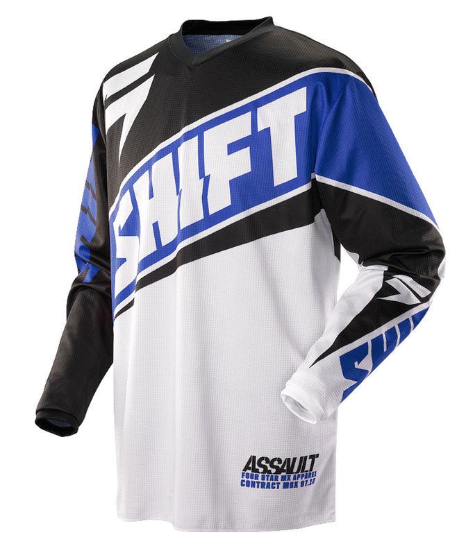 Shift assault race blue / white jersey  motocross dirtbike atv mx 2014
