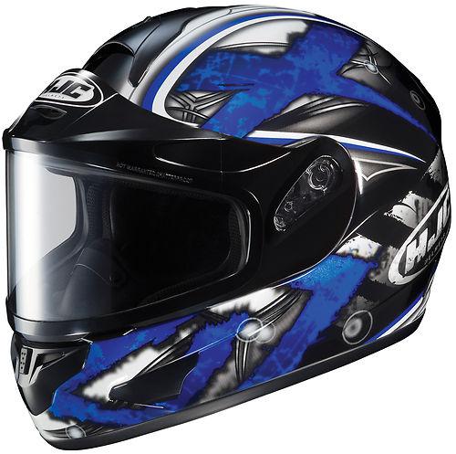 Hjc cl-16 shock full face snowmobile helmet blue size medium
