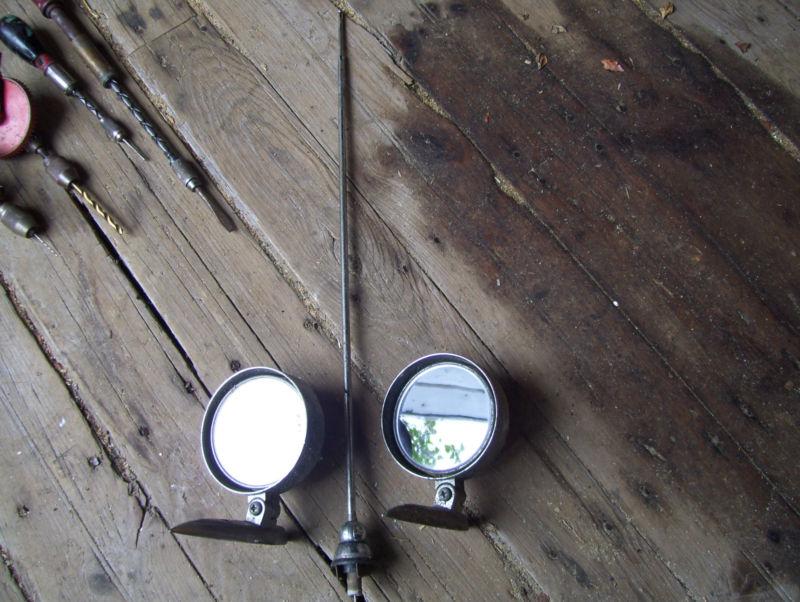 Antique car side mirrors and chrome antenna rat rod vintage 2 deco mirrors