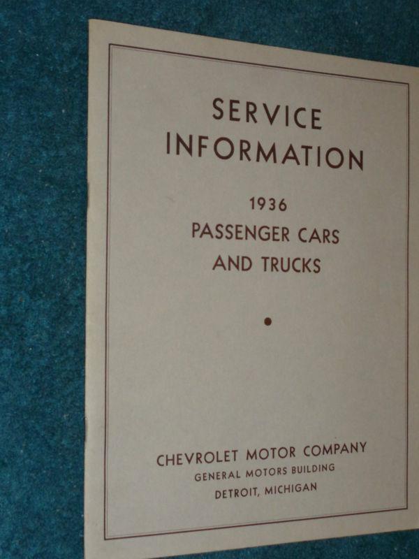 1936 chevrolet car and truck advance service manual / original / rare original